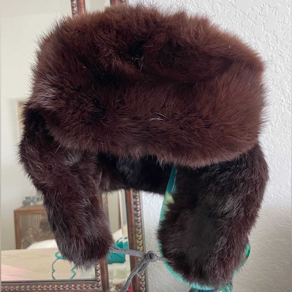Vintage Mink Fur Trapper Hat Russian Ushanka – Brown